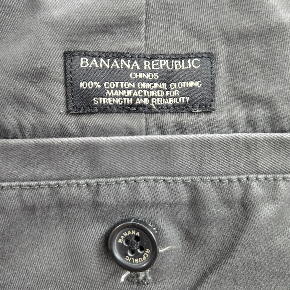 Banana Republic Men Pants 35X32 Gray Chino Twill Fulton Button 30